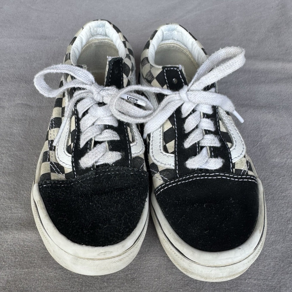 Size 12c - Vans Old Skool Checkers Black & White Kids Shoes Youth - Picture 3 of 7